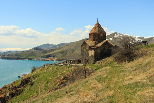 The buildings of the ancient monastery of Sevanavank near Lake Sevan in Armenia 