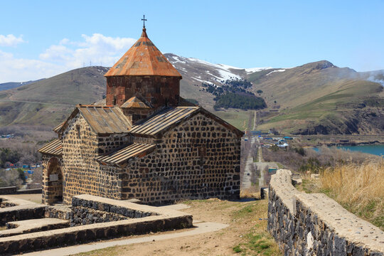 The buildings of the ancient monastery of Sevanavank near Lake Sevan in Armenia 