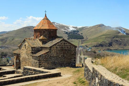 The buildings of the ancient monastery of Sevanavank near Lake Sevan in Armenia 