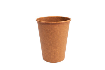 Eco brown cups on a white background. Mockup for your and copy space