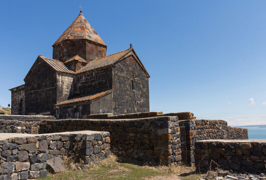 The buildings of the ancient monastery of Sevanavank near Lake Sevan in Armenia 