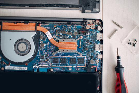 Computer motherboard near screw