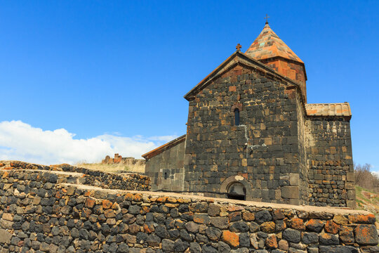 The buildings of the ancient monastery of Sevanavank near Lake Sevan in Armenia 