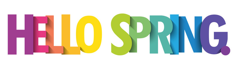 HELLO SPRING. colorful vector typography banner - 495439977