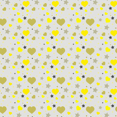 Seamless pattern with heart , dot and star. Vector repeating texture.