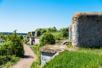 Fototapeta na wymiar The first Northern fort in Kronstadt, a monument to the russian fortification. Built in the mid-19th century. Saint Petersburg, Russia
