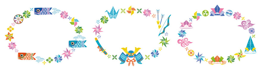 5月　こどもの日 　イラスト丸フレームセット