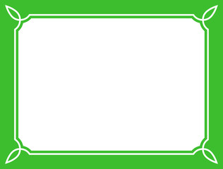Green horizontal vector background with beautiful thin border frame. Vintage style package design, label, web banner or pop up advertising window