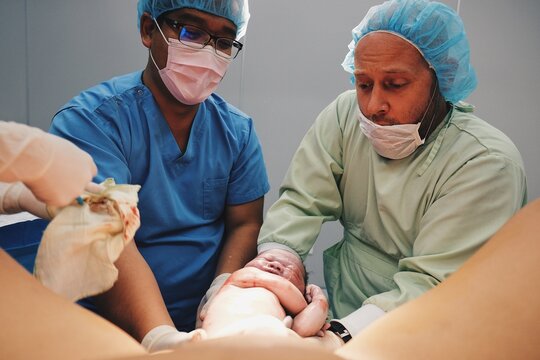 Mother and father in labor room