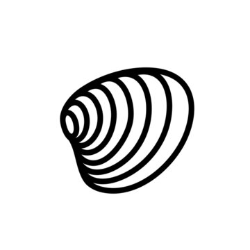 Seashell icon. Shell of sea molluscs. Isolated raster illustration on a white background.