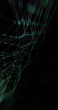 Plexus 3d animation with joint and point of conection. Abstract background of a network with polygonal connection. Inernet Data connection concept for abstract backdrop