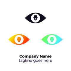 eye pen logo vector illustration