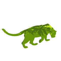 Obraz premium silhouette of panther. Vector wildcat illustration. Side view predator animal isolated on white background as logo african savannah and colorful sky.