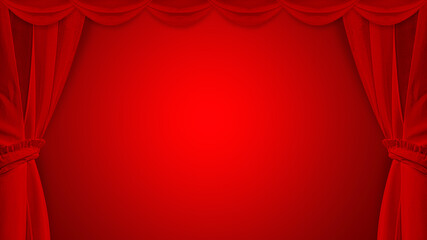Red curtains on red background