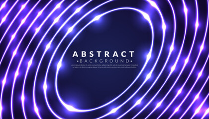 Abstract purple neon light pattern. Modern circle glow background. Cyberpunk geometric concept. Vector illustration.