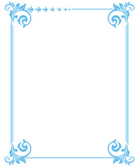 Decorative frame Elegant vector element for design in Eastern style, place for text. Floral blue and white border. Lace illustration for invitations and greeting cards