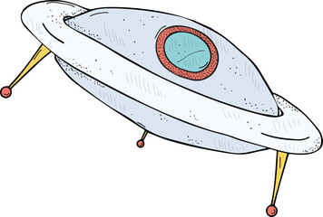 Flying Saucer Hand Drawn Illustration © Good Studio