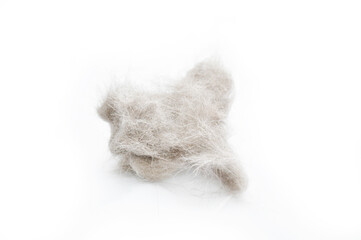 Cat fur ball on a white background