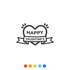 Happy valentines day heart flat design element, Vector and Illustration.