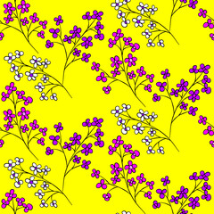 Obraz na płótnie Canvas Vector seamless half-drop pattern, with flowers