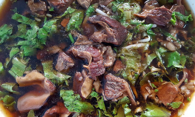 Close up a stewed pork with chines herbs, Thailand