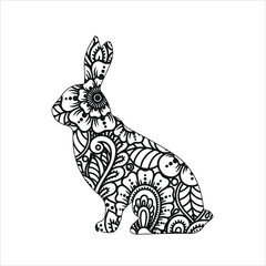 Animal mandala coloring page Rabbit mandala coloring book for adult animal coloring page for kids and adult rabbit cartoon