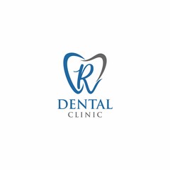 letter r tooth logo design template