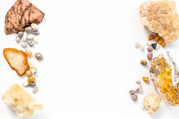 Natural crystal mineral stones. Set of shiny gemstone