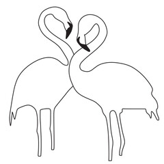 Illustration of a couple in love with flamingos. Beautiful wildlife.