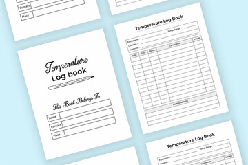 Temperature tracker KDP interior journal. Patient body heat tracker and medication planner template. KDP interior log book. Medical essential fever temperature checker notebook interior.