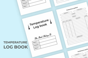 Fototapeta premium Temperature tracker log book KDP interior. Medical equipment and patient body temperature tracker interior. KDP interior notebook. Fever temperature and body heat checker journal template.