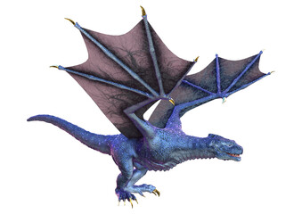 3D Rendering Fairy Tale Dragon on White