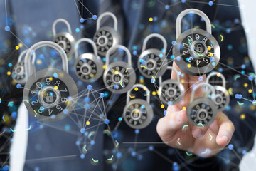 Information technology protected with firewall, secure access and encryption against cyber