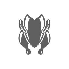 Chicken or turkey isolated on white background vector object for labels, badges, logos. design element.