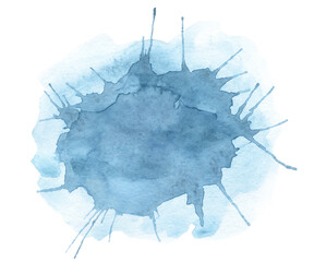 Abstract watercolor background hand-drawn. Blue spot.