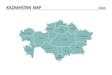 Kazakhstan map vector illustration on white background. Map have all province and mark the capital city of Kazakhstan.