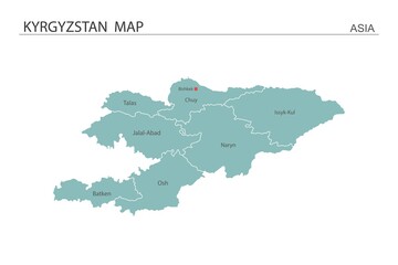 Obraz premium Kyrgyzstan map vector illustration on white background. Map have all province and mark the capital city of Kyrgyzstan.