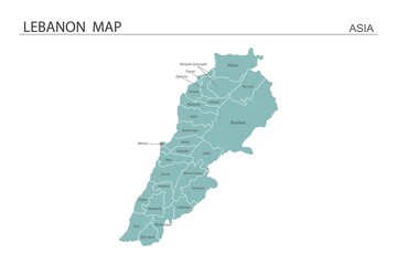 Lebanon map vector illustration on white background. Map have all province and mark the capital city of Lebanon.