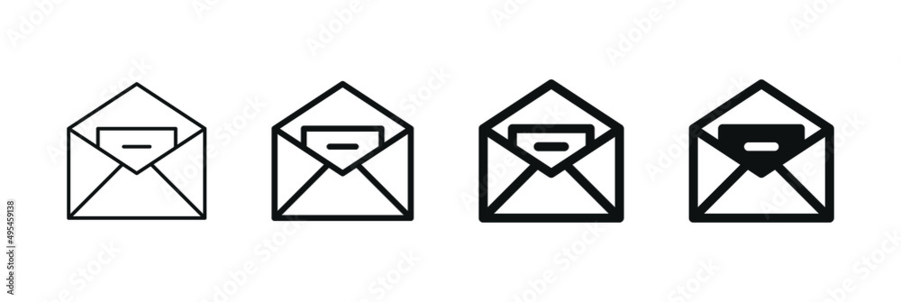 Aufkleber mail envelope icon, message icon, email symbol in filled, thin line, outline and stroke style for ap