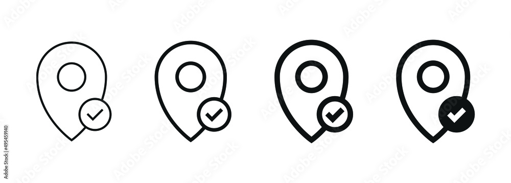 Aufkleber Location pin with check mark icon, map pointer with checkmark icons