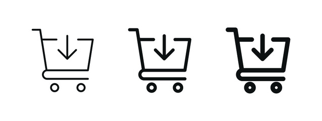 add to shopping cart icon, shop basket symbol with arrow down   © icons gate