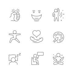 Set line icons of stress relieve