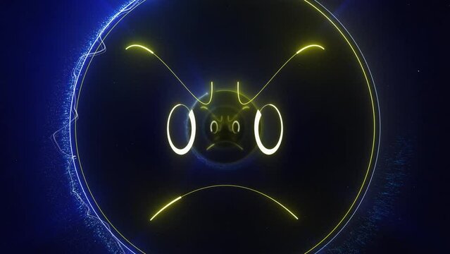 ANGRY Face Emoji Neon Background, Animation, Loop
