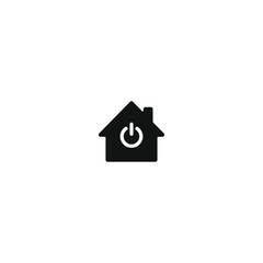 Icon of smart home with power efficiency. House or home with power button. Vector