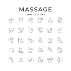 Set line icons of massage