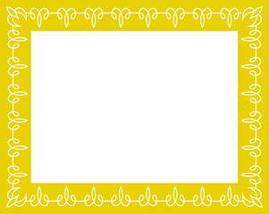 Golden yellow shape with border frame. Vintage vector background 