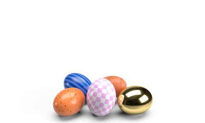 Fototapeta na wymiar Colorful handmade easter eggs isolated on a white