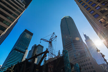 The replacement construction of the new headquarter JP Morgan Chase Building is in progress along...
