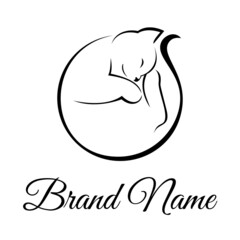 Logo with a cat. A kitten curled up in a ball