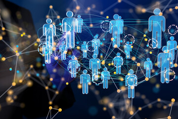 Global network. Blockchain. 3D illustration. Neural networks and artificial intelligence. Abstract